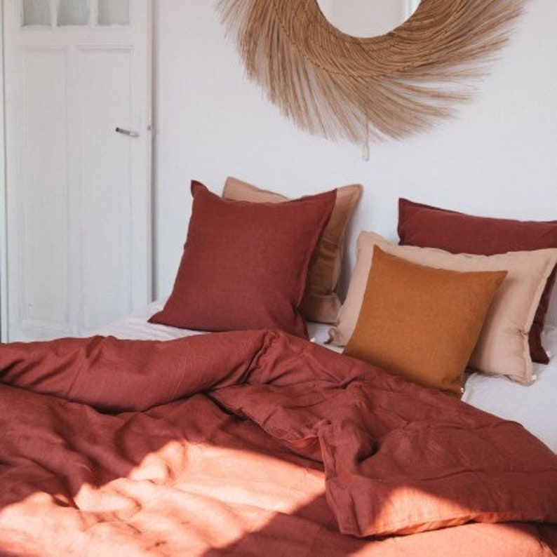 Lilac Linen Duvet Cover Lavender Pure Linen Boho Bedding Set Etsy