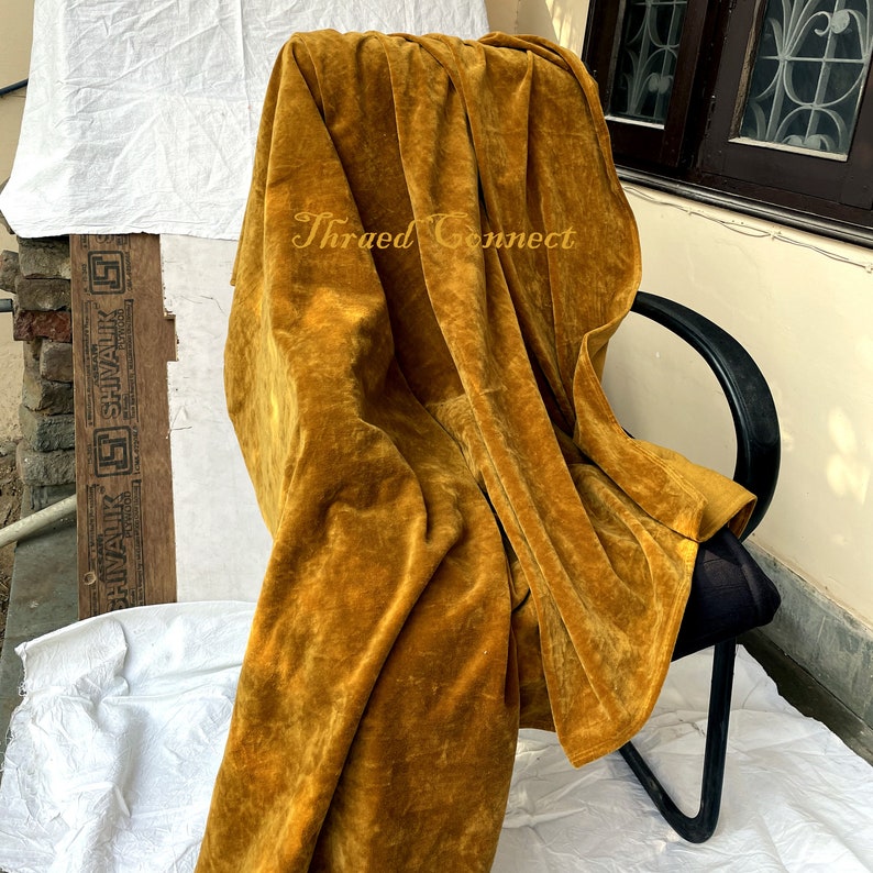 Golden Yellow Cotton Velvet Throw Blanket Turmeric Yellow Etsy
