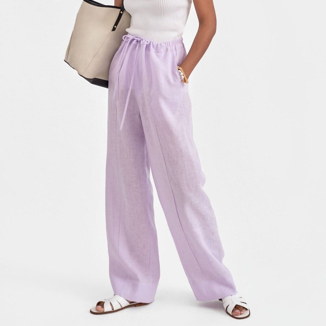 Purple linen best sale pants