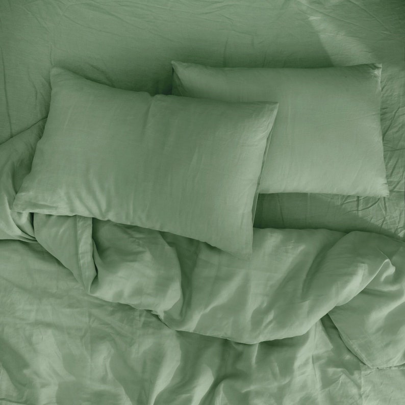 Sage Green Soft Cotton Flat Sheet Light Green Bedding Set Etsy