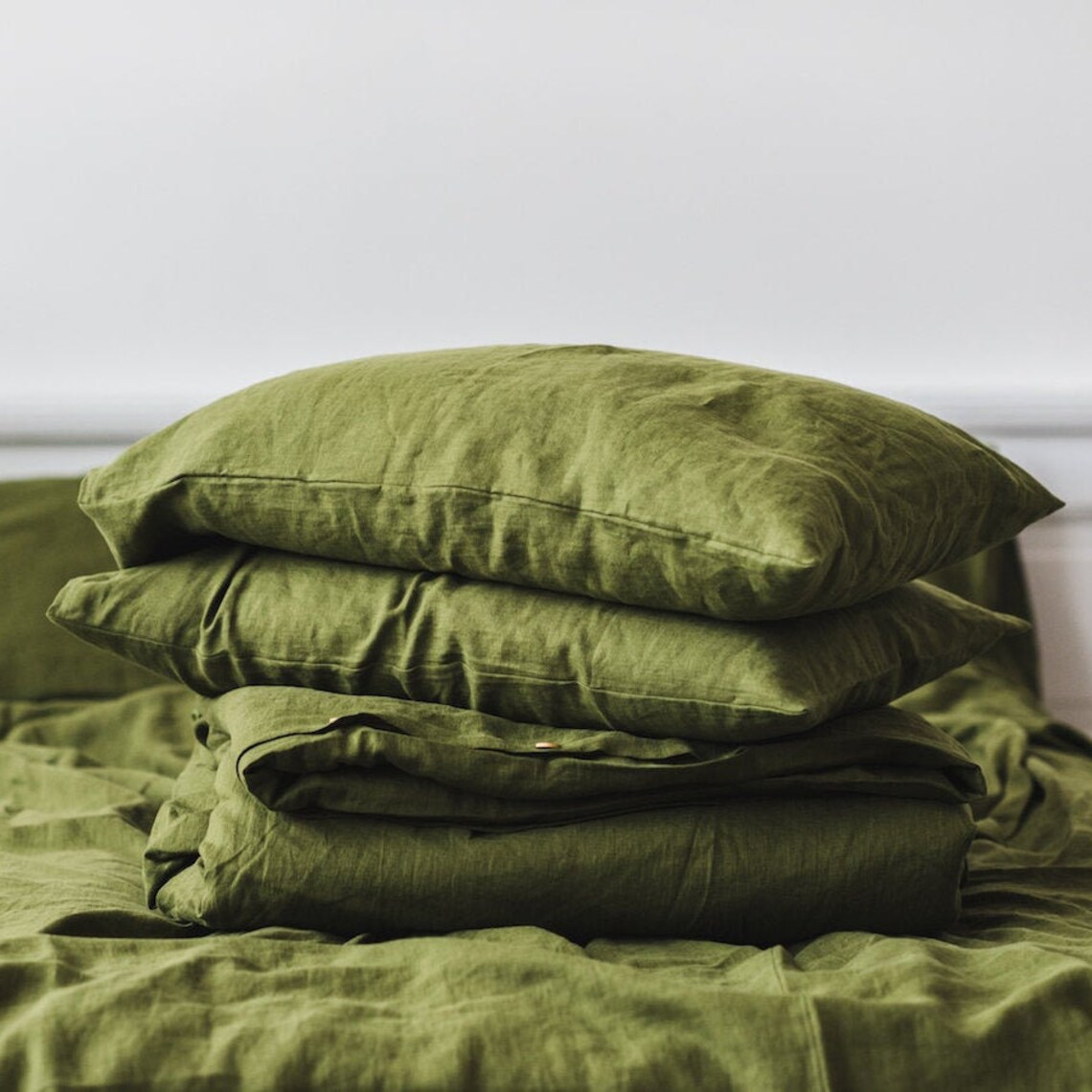Moss Green Soft Cotton Flat Sheet Military Green Linen Etsy