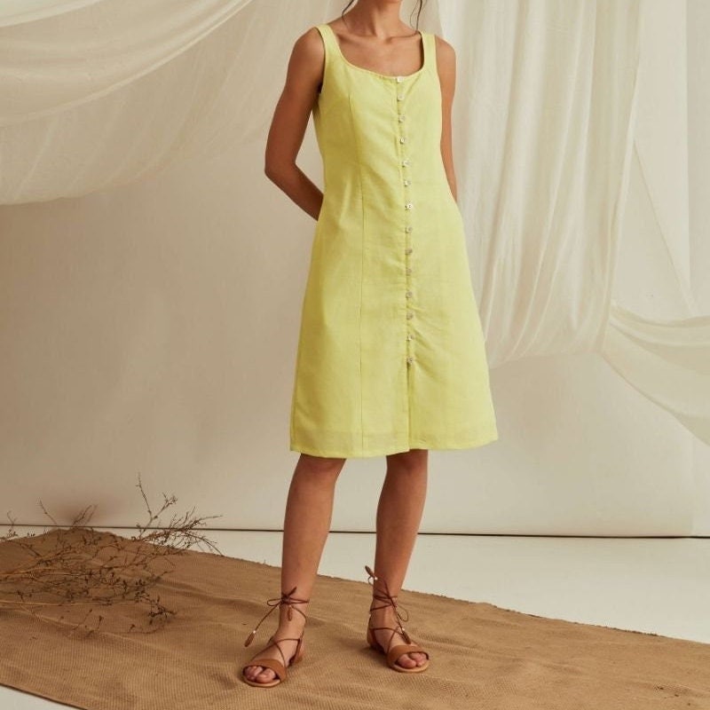 knee length dresses for ladies afterglow midi dress // butter yellow *zoco exclusive* – shop zoco main image 0