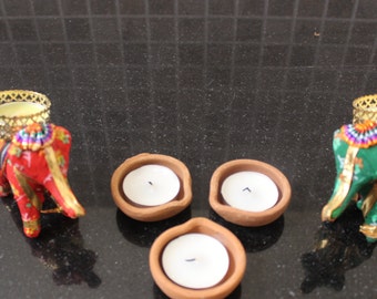 Wholesale Lot of 100 Clay Candle Stand, Handmade Pottery Tea Light Candle Holder, Wedding Decor, Terracotta Clay Diya