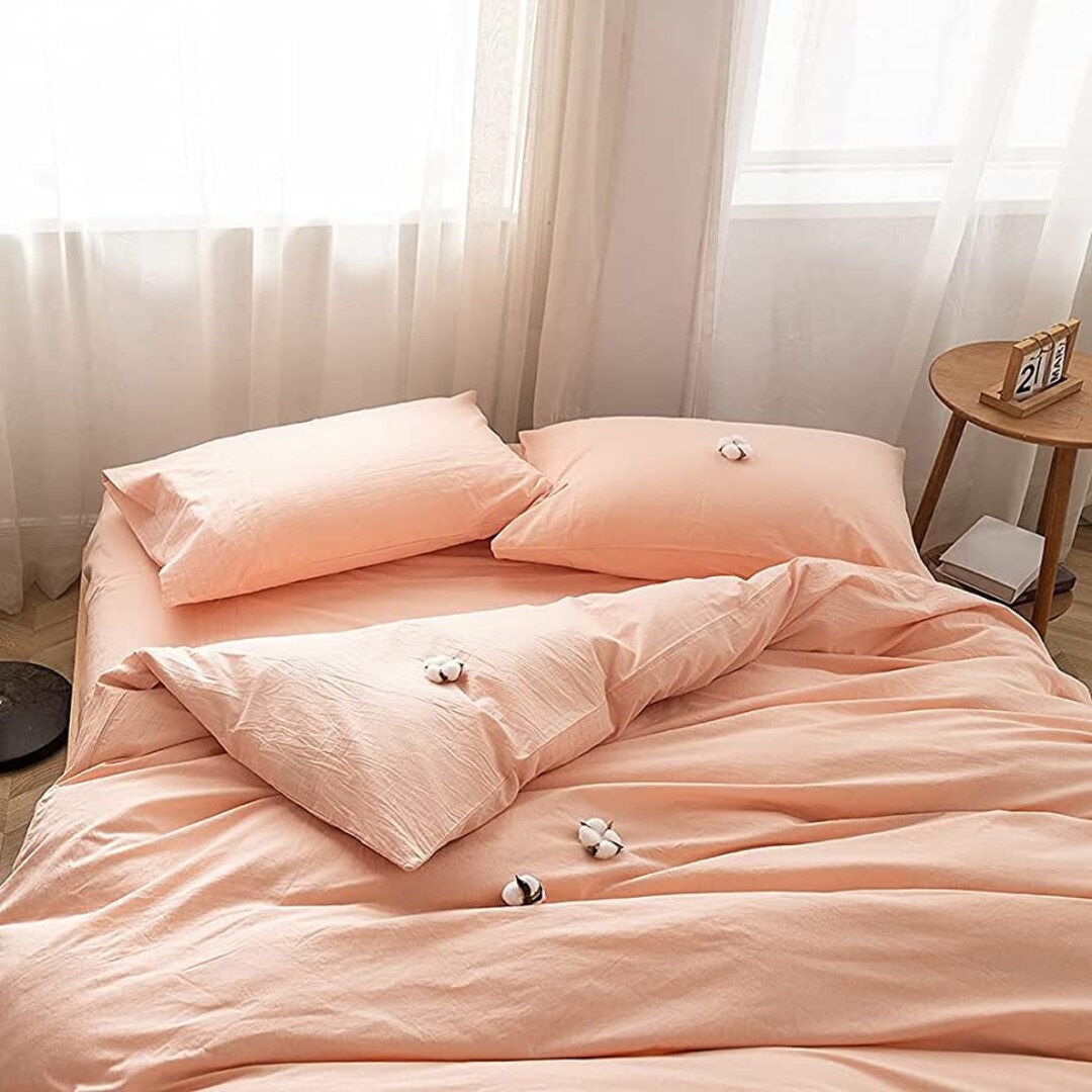 Custom Made Duvet Cover in Peach Color, Build Your Own Bedding, Duvet Cover With Matching Pillow