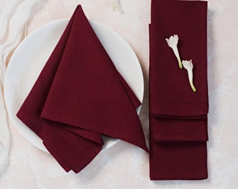 100 Pack of Burgundy Linen Napkin, Dark Wine Washable Linen Tea Towel, Napkins for Table Setting, Wholesale Table Napkin for Wedding