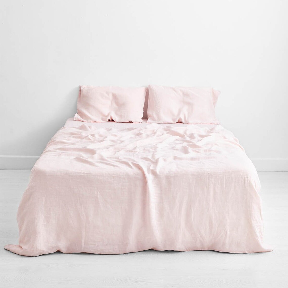 Peach Soft Cotton Flat Sheet Blush Pink Linen Bedding Set Etsy