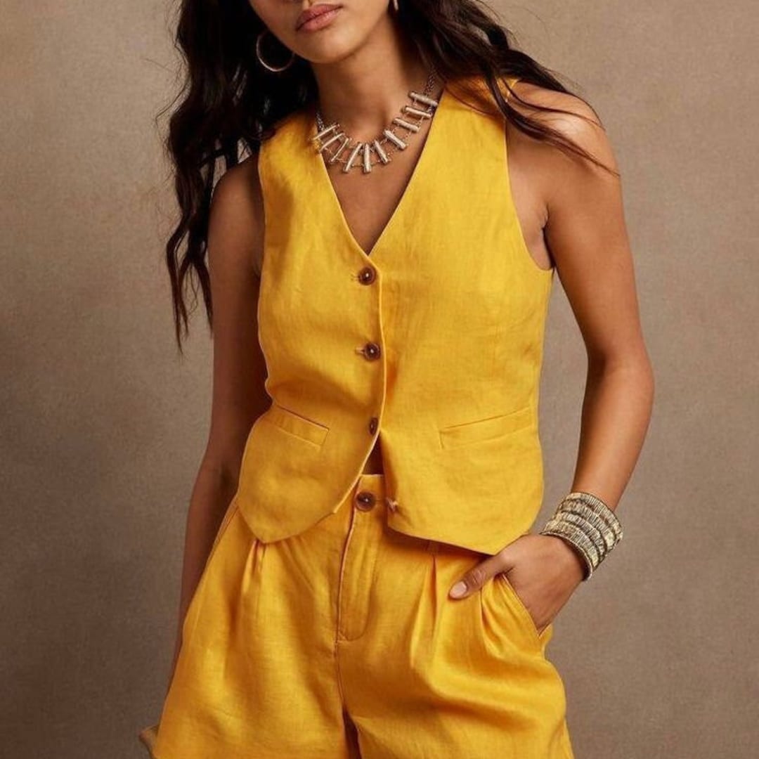 Short Vest Top Women's Diagonal Button Versatile Workplace Elegant Vest Jacket Top main image 1