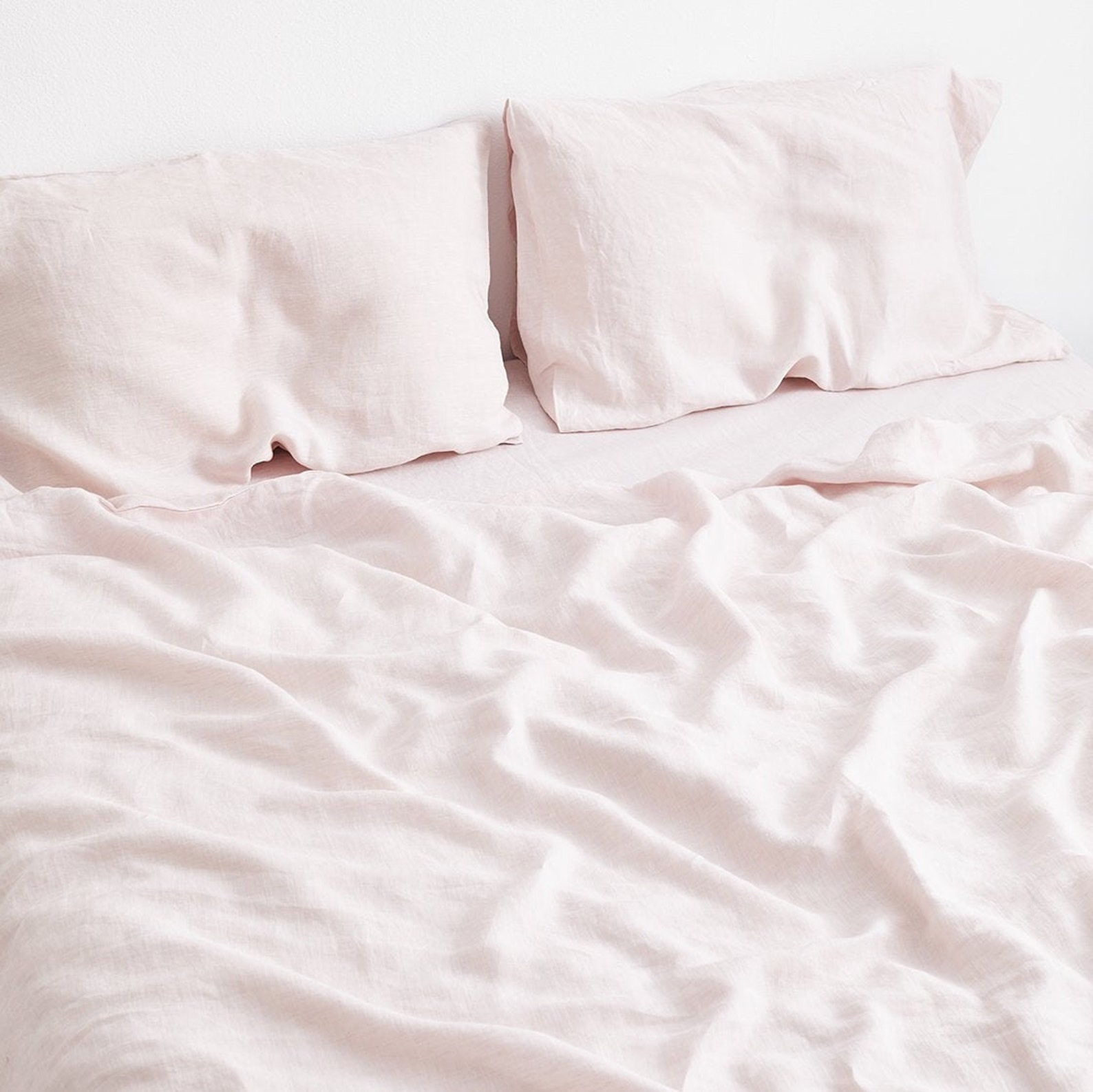 Peach Soft Cotton Flat Sheet Blush Pink Linen Bedding Set Etsy