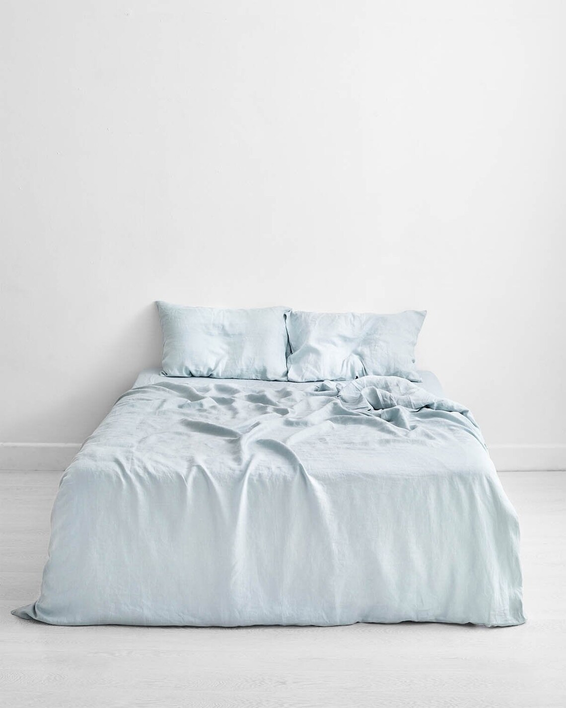 Powder Blue Pure Cotton Stonewashed Duvet Cover Light Sky Etsy