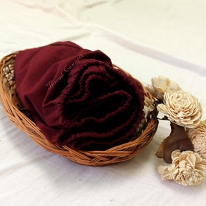 Cherry Red Pure Linen Fitted Sheet, Bright Red Stonewashed Flax Linen Fitted Sheet Burgundy