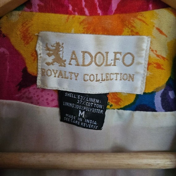 Vintage *Stained Lining* Adolfo Vibrant Floral Bl… - image 7