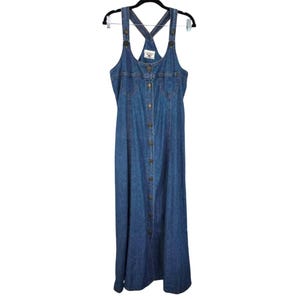 ThCreasa Women's Denim Maxi Dress - Spaghetti Strap, High Waisted Swing Long Dress With Pockets, Sleeveless Summer Overall - View #3