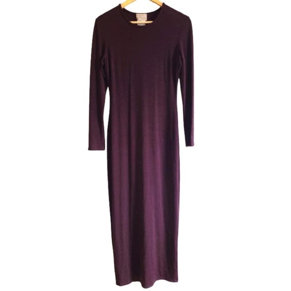 Vintage 90s Kim & Co Long Sleeve Stretch Bodycon Maxi Dress Maroon Purple  Small - Etsy
