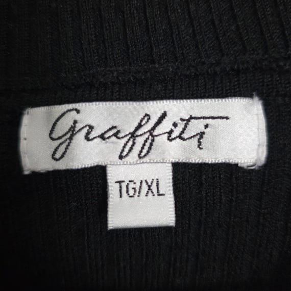 Y2K Graffiti Black Patchwork Full Zip Sweater Jac… - image 8