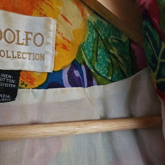 Vintage *Stained Lining* Adolfo Vibrant Floral Bl… - image 8