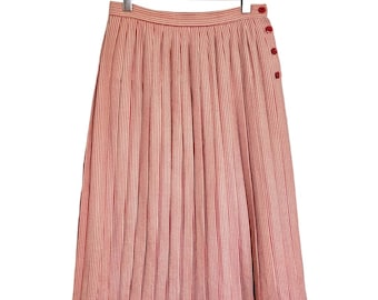 Vintage Jaeger Wolle Schurwolle Nadelstreifen Falten Midi Rock | Damen 24 Taille XS A-Linien Herbst Winter Rock | Retro 1970er Jahre Academia