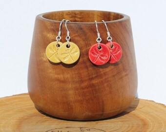 Keramik-Ohrringe mit Libellen in gelb oder rot, Silber 925