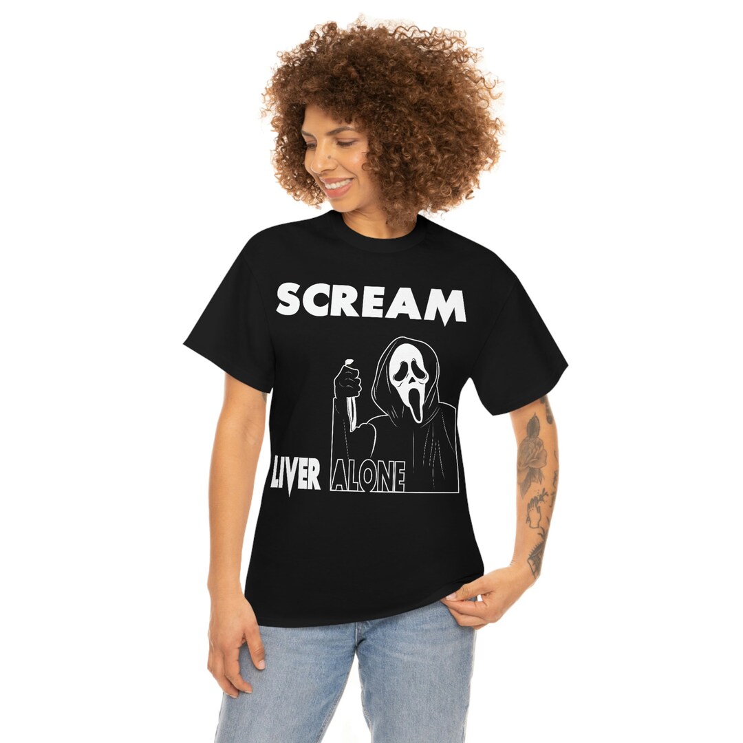 Scream ghostface Liver Alone Black T-shirt 2 - Etsy