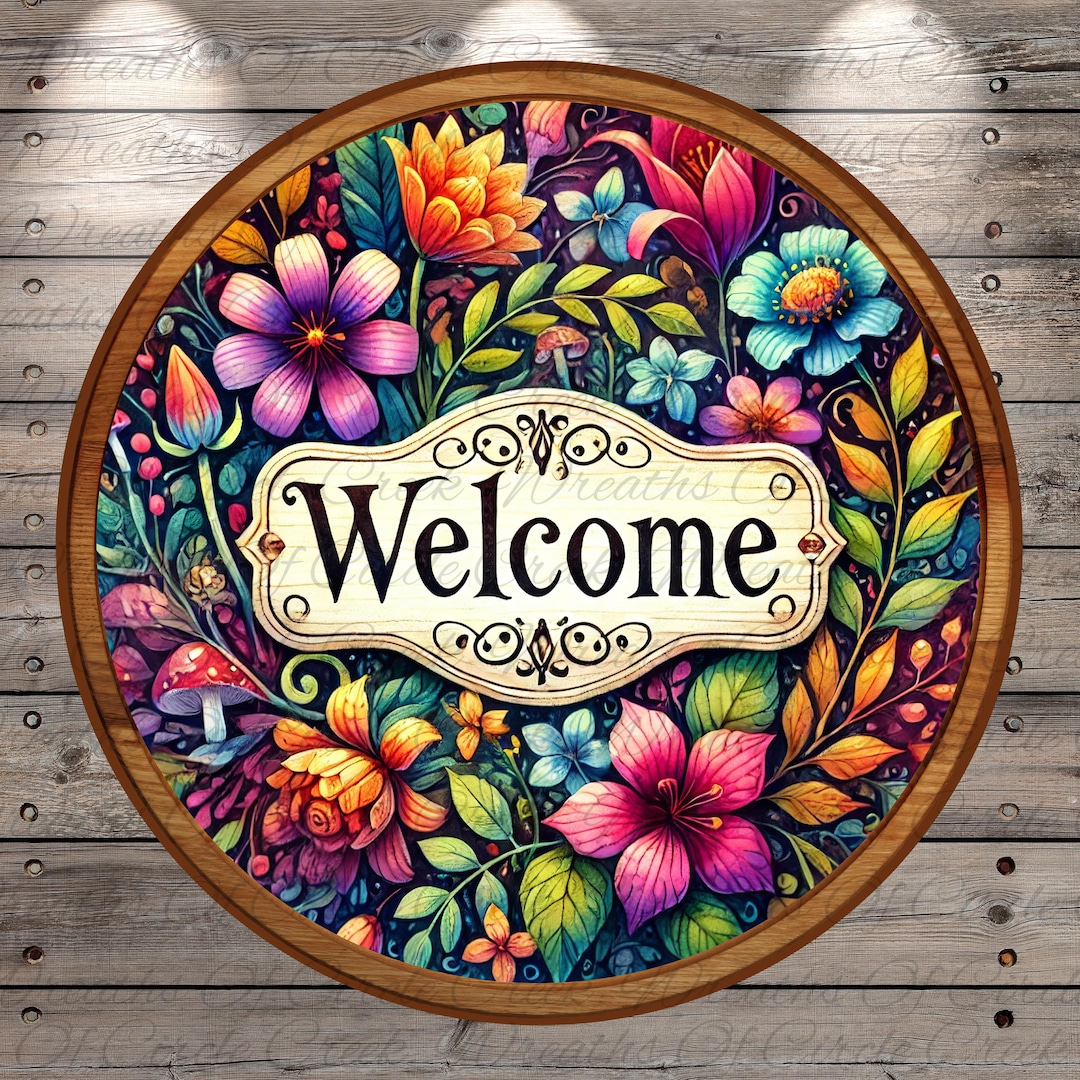 Colorful Floral Welcome Sign | Bright Spring Door Decor | Lightweight ...