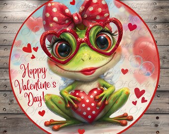 HOPPY VALENTINE'S DAY Frog Sign Wall Art Door Hanger Hanging