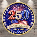 USA 250 Celebration Glitter Patriotic Aluminum Metal Wreath Sign (Lightweight, No Holes)