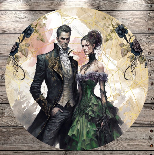 Vampire Couple, Halloween, Wedding, Vintage, Victorian, Light