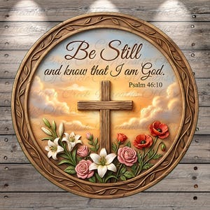 Be Still Psalm 46:10 Aluminum Metal Wreath Sign (Lightweight, No Holes)