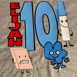Youth Sized BFDI Birthday Shirt - Name and Age Can Be Customized ...