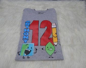maglietta di compleanno BFDI per adulti - nome ed età personalizzabili - Battle for Dream Island