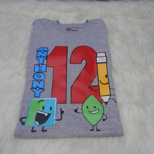 adult sized BFDI birthday shirt - name and age can be customized - Battle for Dream Island