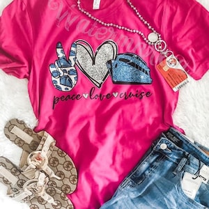 Vacation tee | &quot;PEACE LOVE CRUISE&quot; | carnival | Princess | royal caribbean | Norwegian | celebrity | graphic tee | t-shirt | unisex