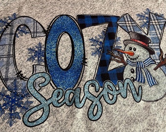 Manta de forro polar gris - COZY SEASON - Muñeco de nieve - Cálida y suave - 50 x 60"