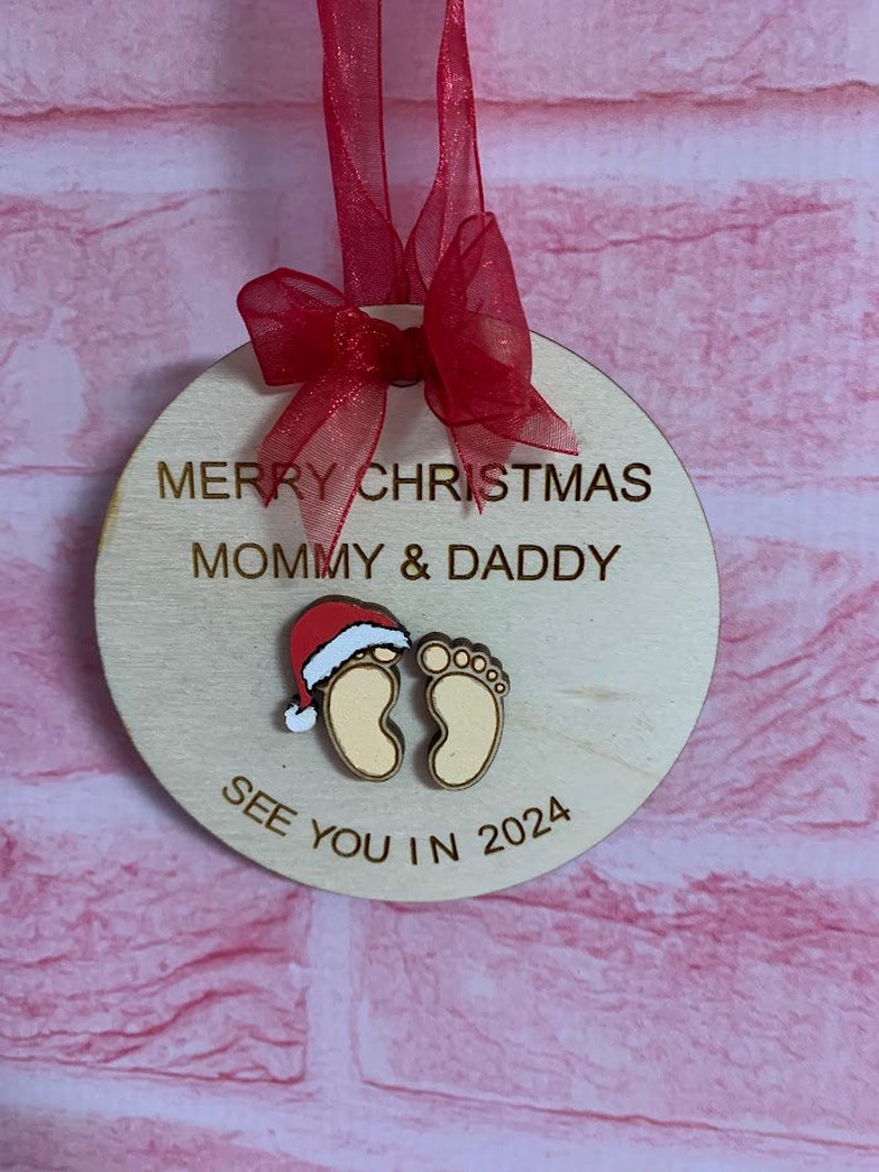 Merry Christmas Mommy & Daddy See You in 2024 Wooden Christmas Tree