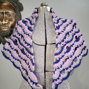 Virus Shawl - Grey, Lilac, Navy