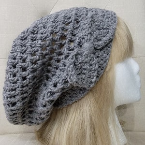 Slouchy Bow Beanie - Grey
