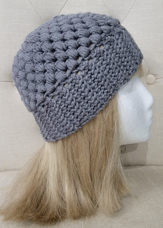 Messy Bun Ponytail Puff Beanie - Grey - Etsy display picture 1