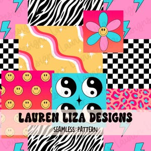 Retro Patchwork Seamless File for Fabric Sublimation, Repeating Pattern, Digital Scrapbook Paper, Surface Pattern