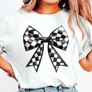 Black Checker Coquette Bow PNG Design, Clip Art, T Shirt Sublimation File