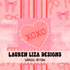 Valentinstag XOXO Patchwork Kokette Bögen Nahtloses Muster für Stoffsublimation, Rapportdesign, digitales Scrapbookpapier, Oberflächenmuster