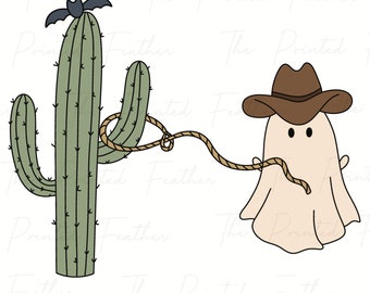 Western Ghost Halloween Sublimation PNG Design, Cowboy Ghoul Clip Art, Funny Halloween T Shirt Sublimation File, Ghost PNG Design