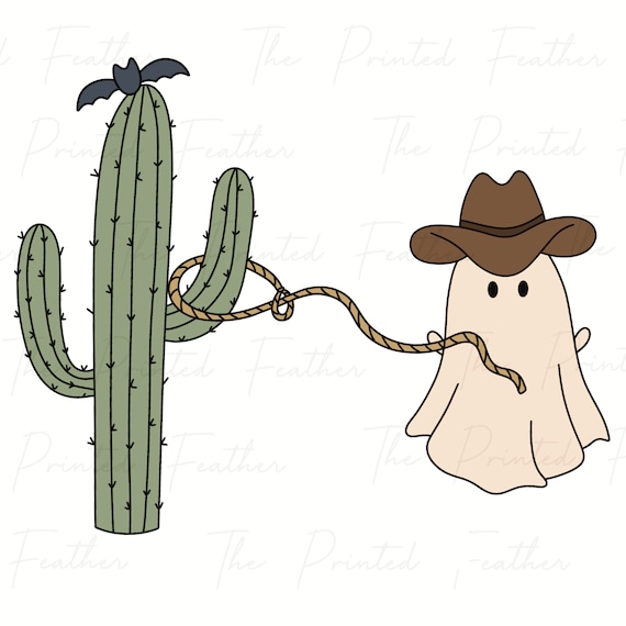Western Ghost Halloween Sublimation PNG Design, Cowboy Ghoul Clip Art, Funny Halloween T Shirt Sublimation File, Ghost PNG Design