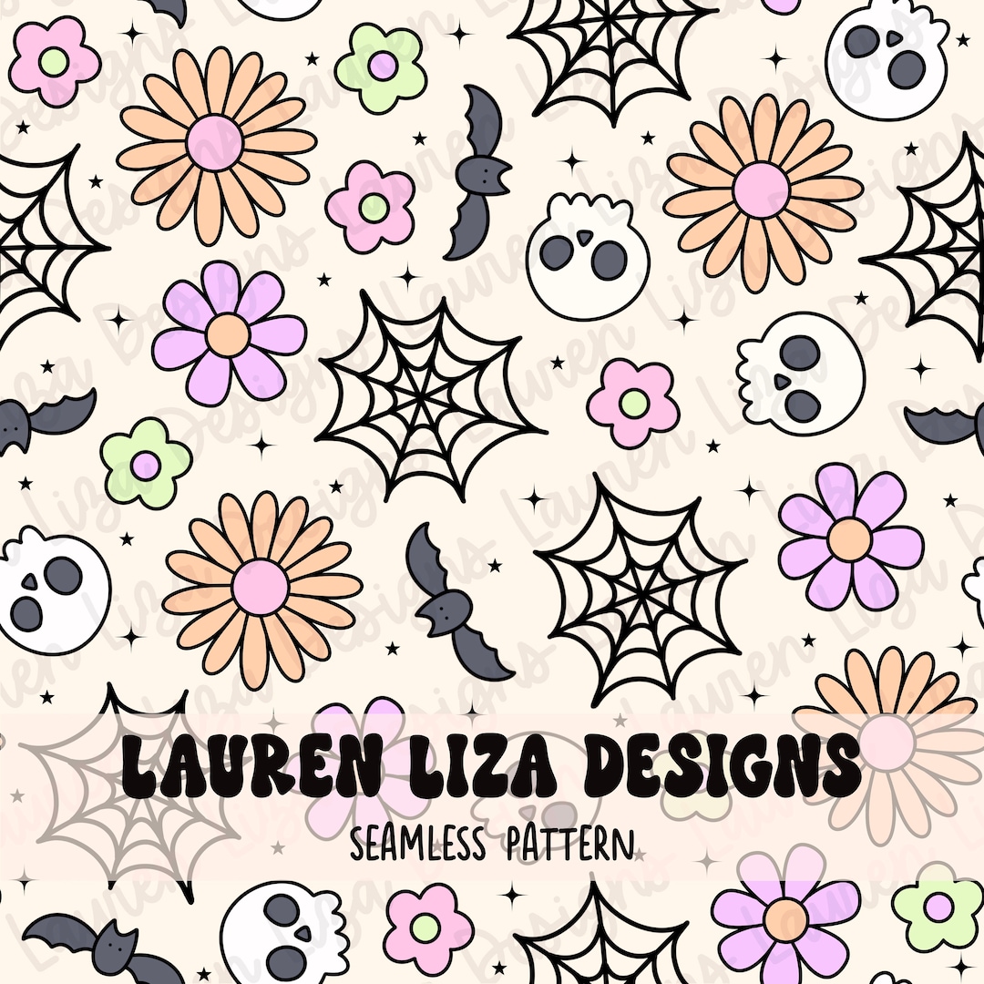 Pastel Halloween Seamless File for Fabric Sublimation, Repeat Design ...