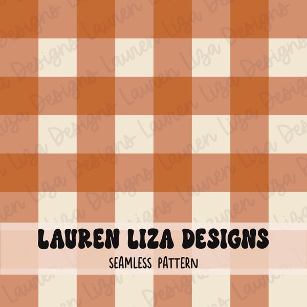 Burnt Orange Gingham Seamless Pattern for Fabric Sublimation, Plaid Seamless File, Digital Scrapbook Paper, Surface Pattern