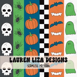 Retro-Halloween-Streifen, Geschlechtsneutral, nahtlose Datei für Stoffsublimation, sich wiederholendes Design, digitales Scrapbook-Papier/Oberflächenmuster