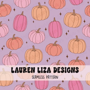 Retro Halloween Pink Pumpkins Seamless File for Fabric Sublimation, Repeat Design, Digital Scrapbook Paper / Surface Pattern