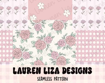 Pink Vintage Florals Patchwork, Seamless File for Fabric Sublimation, Repeating Pattern, Digital Scrapbook Paper, Surface Pattern