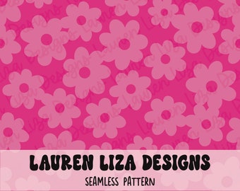 Bright Summer Flowers, Hot Pink Floral, Seamless File for Fabric Sublimation, Repeating Pattern, Digital Scrapbook Paper, Surface Pattern