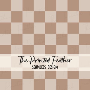 May include: A seamless pattern of alternating beige and light brown squares. The text "The Printed Feather Seamless Design" is centered at the bottom of the image.