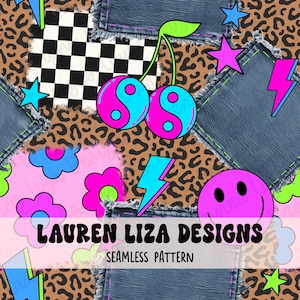Retro Leopard Mashup, Patchwork Nahtlose Datei für Stoff Sublimation, sich wiederholendes Muster, Digitales Scrapbook Papier, Oberflächenmuster