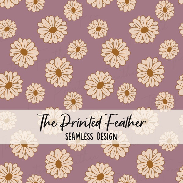 Boho Mauve Purple Floral Doodles, Flowers Seamless File for Fabric Sublimation, Repeating Pattern, Digital Scrapbook Paper, Surface Pattern